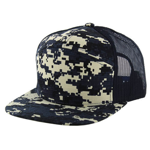 707DCT | DIGITAL CAMO TRUCKER HAT - Navy Digi Camo (#4)/Navy