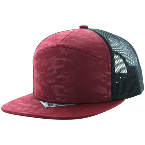 707FCT | FLEX CAMO TRUCKER HAT - Burgundy