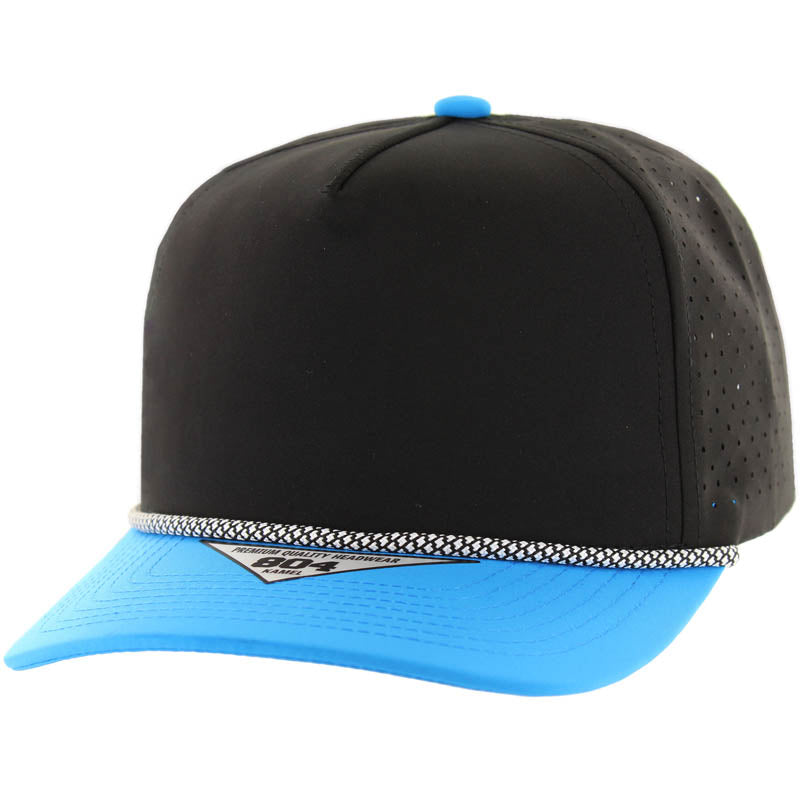 804DPR | PERFORATED ROPE HAT - Black/Aqua