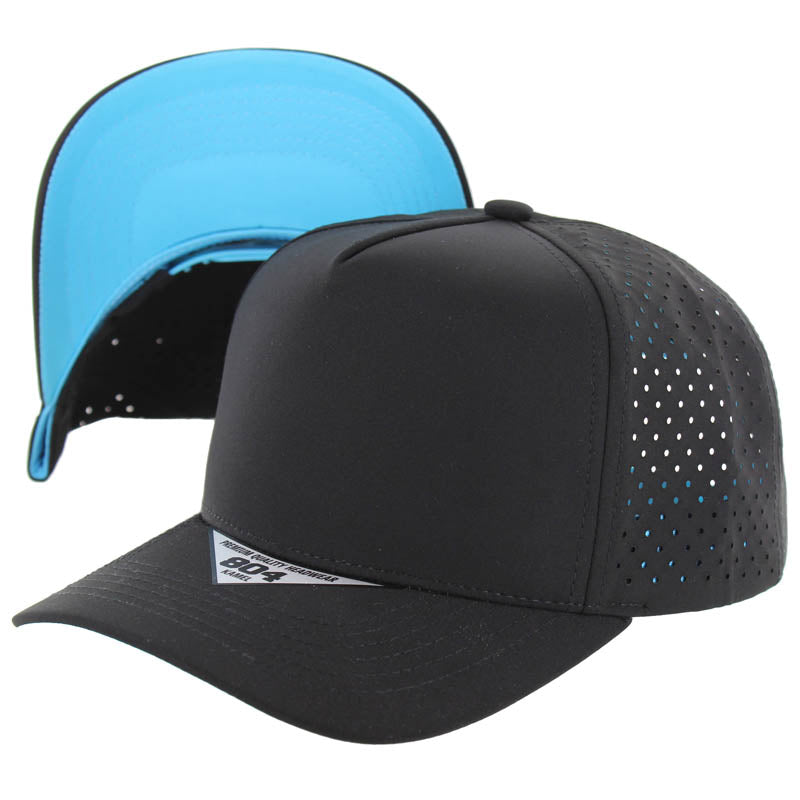 804DPS | PERFORATED SUBTONE HAT - Black (Aqua Blue)