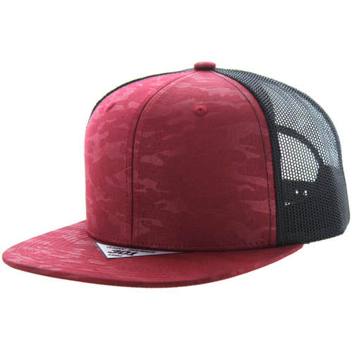 301FCT | FLEX CAMO TRUCKER HAT - Burgundy