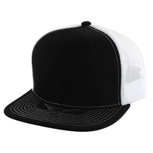 301-6PT | TRUCKER HAT - Black/White