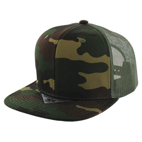 301-6PT | TRUCKER HAT - Green Camo/Olive