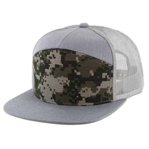 707DCT | DIGITAL CAMO TRUCKER HAT - ACU Digi Camo/Heather Grey/Light Grey