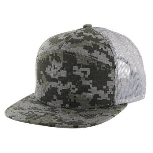 707DCT | DIGITAL CAMO TRUCKER HAT - ACU Digi Camo/Light Grey