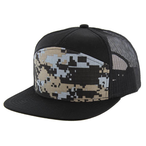 707DCT | DIGITAL CAMO TRUCKER HAT - Black Digi Camo (#6)/Black/Black