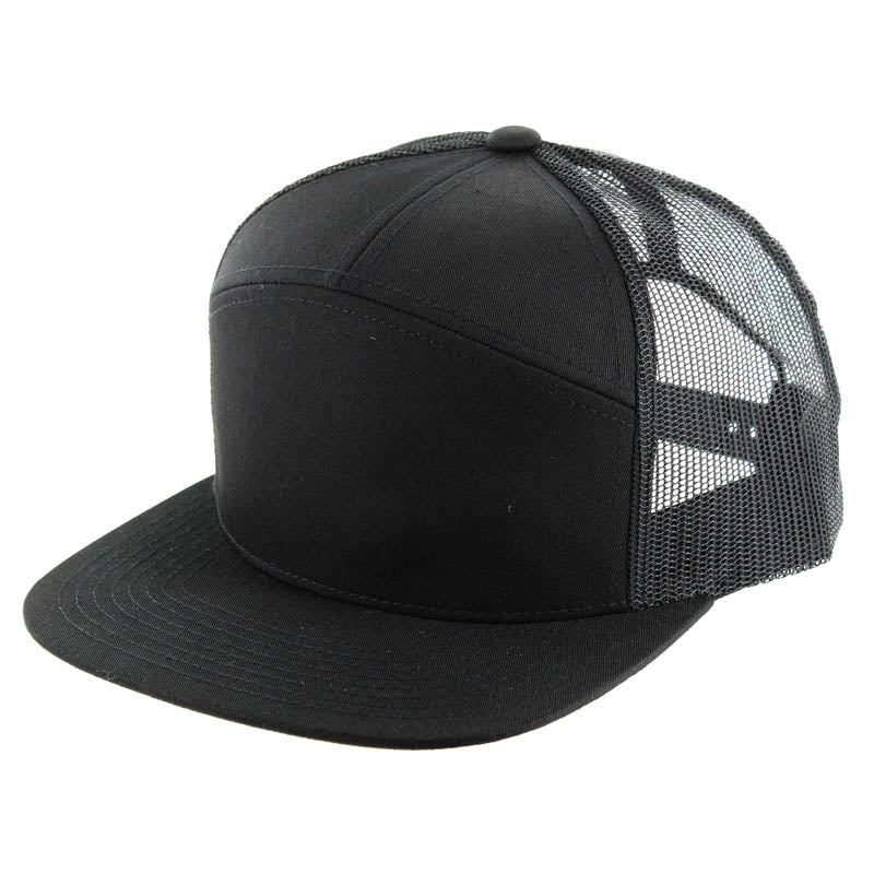 K707 , 7 PANEL TRUCKER HAT , BLACK