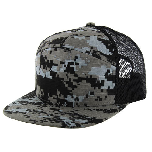 707DCT | DIGITAL CAMO TRUCKER HAT - Black Digi Camo (#6)/Black