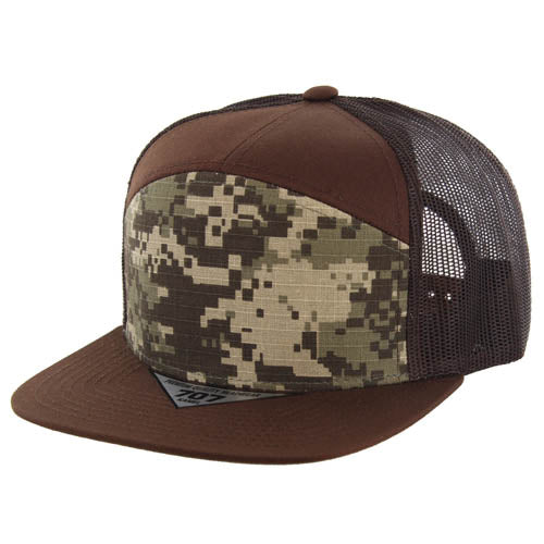 707DCT | DIGITAL CAMO TRUCKER HAT - Dark Desert Digi Camo (#5)/Brown/Brown