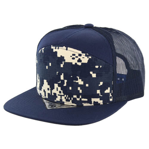 707DCT | DIGITAL CAMO TRUCKER HAT - Navy Digi Camo (#4)/Navy/Navy