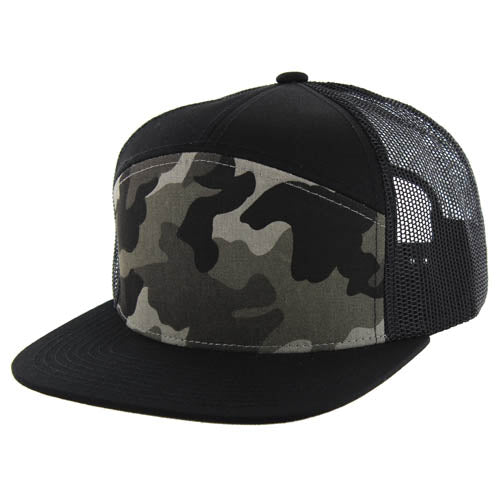 707T | TRUCKER HAT - Black Camo (#8)/Black/Black
