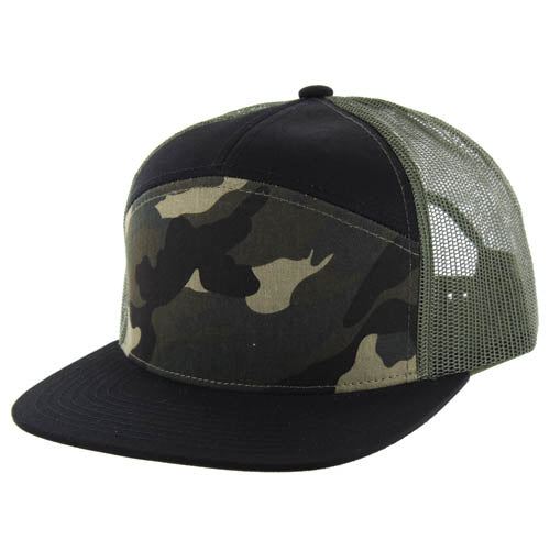 707T | TRUCKER HAT - Green Camo (#9)/Black/Olive