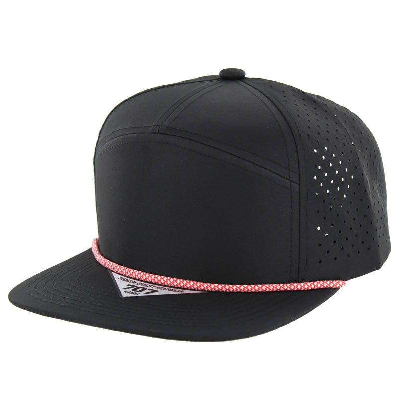 707DPR | PERFORATED ROPE HAT - Black (Red)