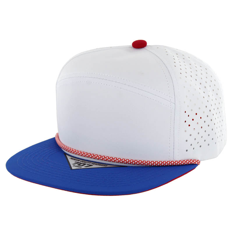 707DPR | PERFORATED ROPE HAT - White/Royal (Red)