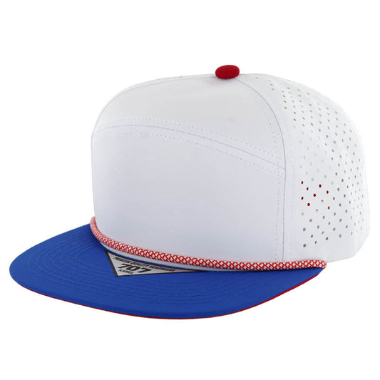 707DPR | PERFORATED ROPE HAT - White/Royal (Red)