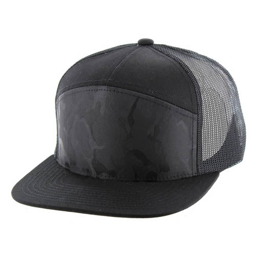 707HT | HYBRID TRUCKER HAT - Black Camo/Black/Black