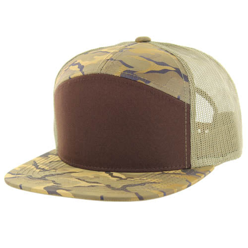 707HT | HYBRID TRUCKER HAT - Brown/Khaki Camo/Khaki