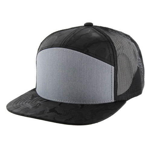707HT | HYBRID TRUCKER HAT - Heather Grey/Black Camo/Black