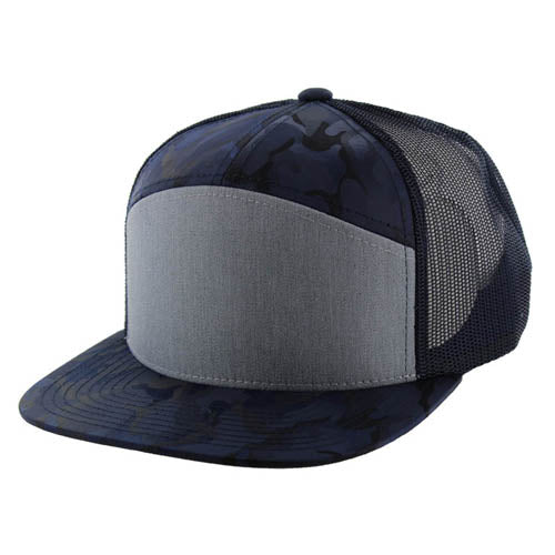 707HT | HYBRID TRUCKER HAT - Heather Grey/Navy Camo/Navy