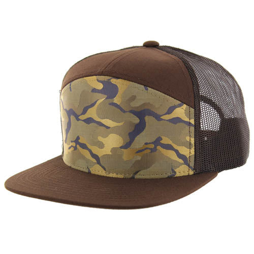 707HT | HYBRID TRUCKER HAT - Khaki Camo/Brown/Brown
