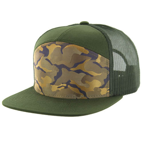707HT | HYBRID TRUCKER HAT - Khaki Camo/Olive/Olive
