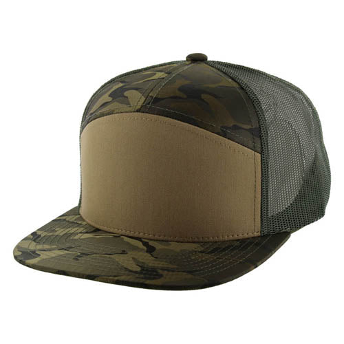 707HT | HYBRID TRUCKER HAT - Khaki/Olive Camo/Olive