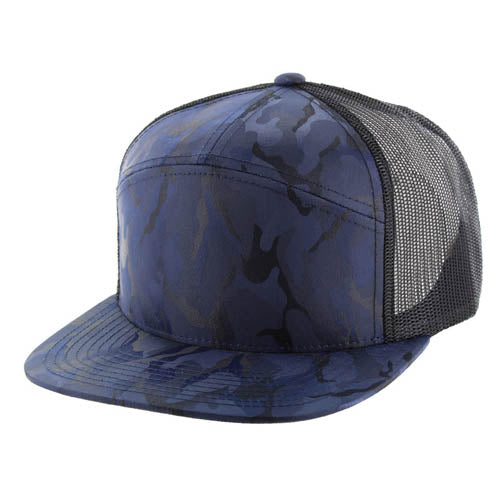 707NCT | NYLON CAMO TRUCKER HAT - Navy Camo/Black