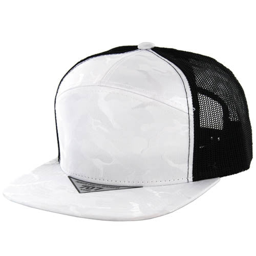 707NCT | NYLON CAMO TRUCKER HAT - White Camo/Black
