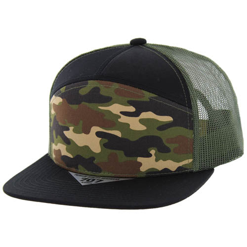 707T | TRUCKER HAT - K.Green Camo/Black/Olive