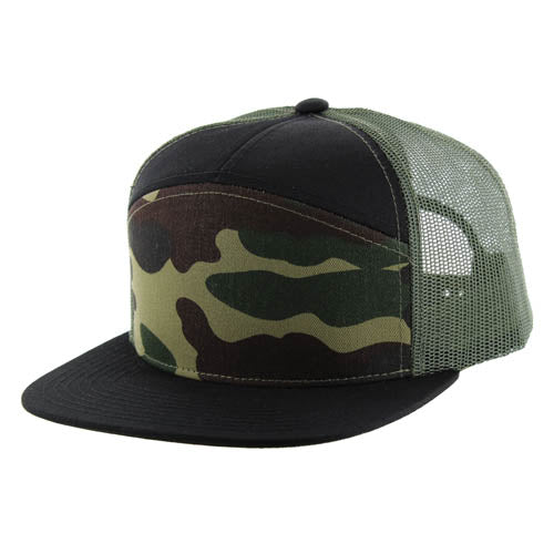707T | TRUCKER HAT - Green Camo/Black/Olive