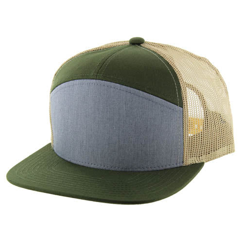 707T | TRUCKER HAT - Heather Grey/Olive/Tan