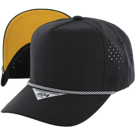 804DPRS | PERFORATED SUBTONE ROPE HAT - Black (Gold)