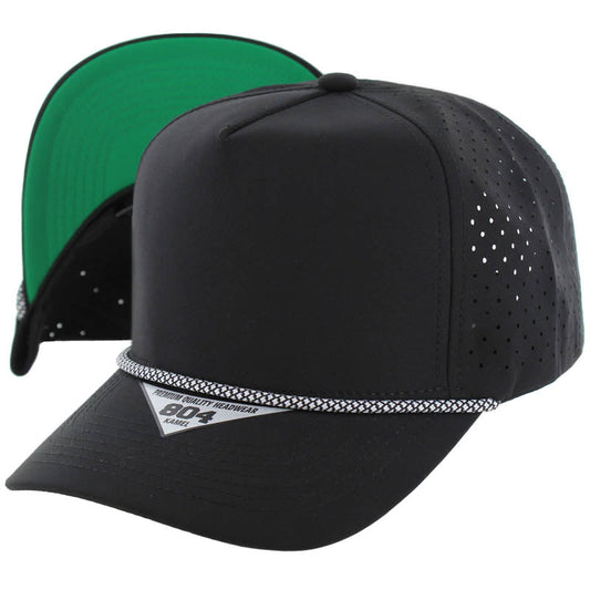804DPRS | PERFORATED SUBTONE ROPE HAT - Black (Kelly Green)