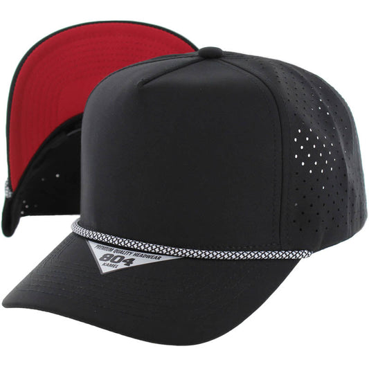 804DPRS | PERFORATED SUBTONE ROPE HAT - Black (Red)