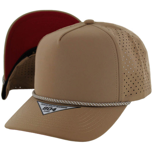 804DPRS | PERFORATED SUBTONE ROPE HAT - Khaki (Red)