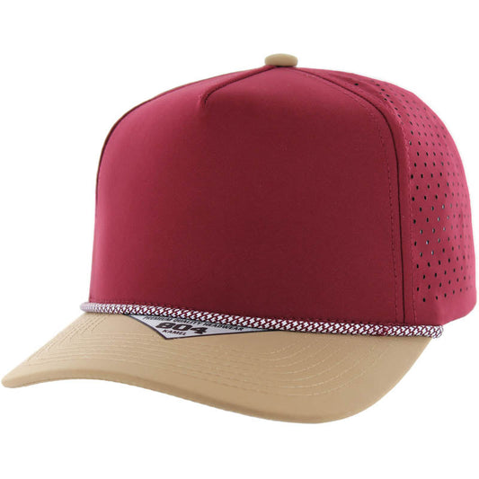 804DPR | PERFORATED ROPE HAT - Burgundy/Khaki