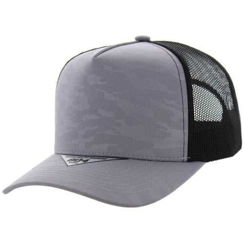 804FCT | FLEX CAMO TRUCKER HAT - Grey