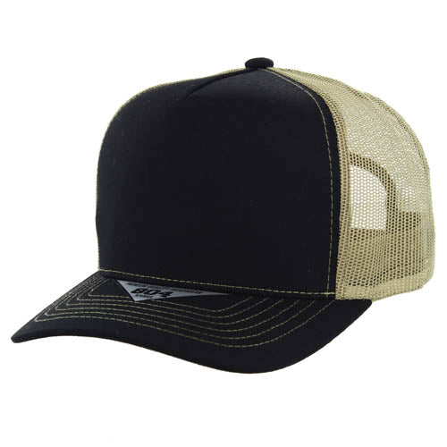 804T | TRUCKER HAT - Black/Khaki