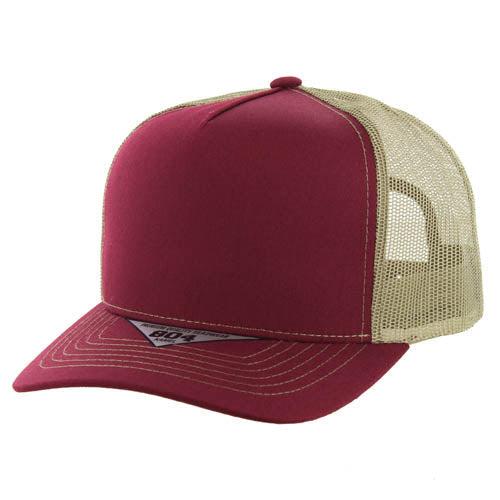 804T | TRUCKER HAT - Burgundy/Khaki