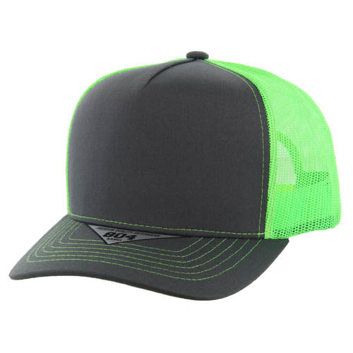 804T | TRUCKER HAT - Charcoal/Neon Green