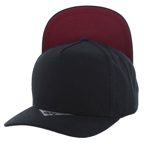 804U | Two-Tone Visor Hat - Black (Burgundy)