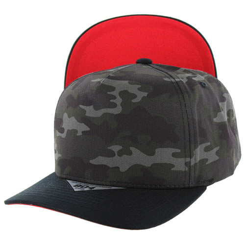 804U | Two-Tone Visor Hat - K.Black Camo/Black (Red)