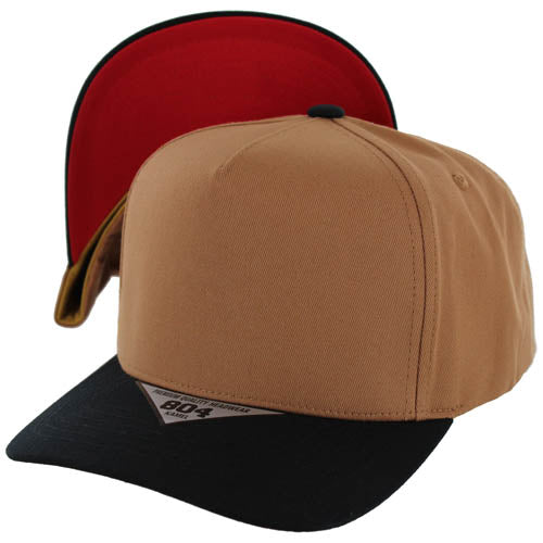 804U | Two-Tone Visor Hat - Caramel/Black (Red)