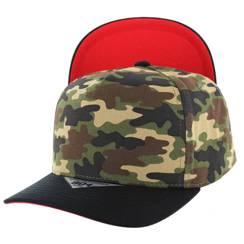 804U | Two-Tone Visor Hat - K.Green Camo/Black (Red)