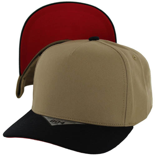 804U | Two-Tone Visor Hat - Khaki/Black (Red)