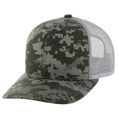 815DCT | DIGI CAMO TRUCKER HAT - ACU Camo (#1)/Light Grey