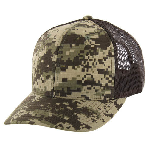 815DCT | DIGI CAMO TRUCKER HAT - Dark Desert Camo (#5)/Brown