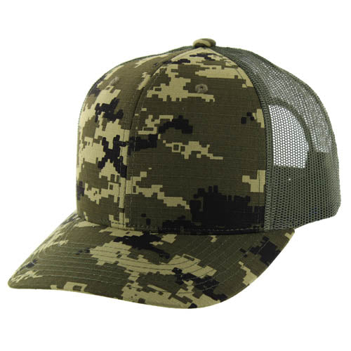 815DCT | DIGI CAMO TRUCKER HAT - Forest Camo (#3)/Olive
