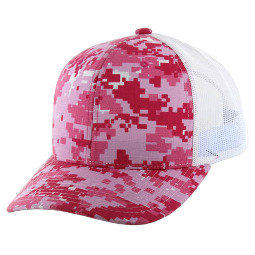 815DCT | DIGI CAMO TRUCKER HAT - Pink Camo (#7)/White