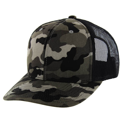 815T | TRUCKER HAT - Black Camo (#8)/Black